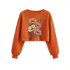 Estación independiente de Amazon Wish comercio electrónico transfronterizo moda elegante para mujer crop top sudadera floral rojo naranja amarillo
