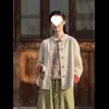 Cardigan tipo bata de té de lino y algodón de talla grande holgado para primavera y otoño, estilo chino, nuevo top de camisa de manga larga con botones, bloqueo de color retro chino