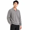 Camisa Polo de Punto para Hombre Estilo Viejo Dinero Europeo Ropa para Hombre Cuello Solapa Manga Larga Patrón de Piña Cuello de Gaviota Top para Hombre