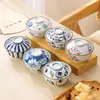 Cuenco de Cerámica Estilo Japonés para Postre con Color Bajo Esmalte, Estilo Vintage, con Tapa, Cuenco para Sopa, Huevo al Vapor, Hongo Blanco, Olla para Estofado de Nido de Pájaro