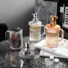 Celebridad de Internet Oso Violento Vaso de Vidrio Transparente para el Hogar de Gran Capacidad con Tapa y Asa Taza de Chica de Aspecto Elegante