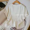 Camisa Casual de Gasa de Color Sólido Simple para Mujer 2026 Manga Corta Verano Nuevo Estilo Holgada Adelgazante Jersey Estilo Chanel..