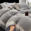 Juego de Cuatro Piezas de Terciopelo de Leche Engrosado de Invierno Clase A, Cubreedredón Cálido de Terciopelo Tallado 7D, Ropa de Cama de Terciopelo de Doble Cara para Otoño e Invierno