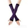 Guantes Largos Estilo Coreano de Algodón con Rayas Blancas y Negras Sin Dedos Mangas para Brazos Venta al por Mayor Cosplay Anime Mangas Largas para Muñecas