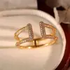 Anillo de Joyería con Incrustaciones de Cobre y Circonita Xiyin Temu Transfronterizo para Mujer Anillo Abierto de Plata Chapada en Oro con Circonita Completa Anillo