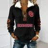 Sudadera Gruesa de Manga Larga con Cremallera a Media Altura, Cuello Turn-Down, Patchwork, Retro, Moderna, Cómoda, Casual para Otoño e Invierno