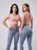 Novo Top Esportivo Emagrecedor para Fitness Feminino da Juyitang, com Sensação de Pele Nu e Bojos Embutidos, Conjunto Curto para Yoga