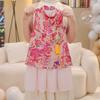 Vestido de Verano sin Mangas para Niña Nuevo Estilo Chino Nacional Falda de Verano para Niña Pequeña Botones Cheongsam Vestido de Princesa