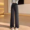 Coleção Nova de Verão 2026: Calça Texturizada, Fluida, de Cintura Alta, Emagrecedora, Brilhante com Aplicações de Strass, Calça Wide Leg Resistente para Mulheres