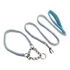 Conjunto de Guia de Cachorro Tecida em Duas Cores de Fábrica Original com Alça Macia Acolchoada Anti-Choque para Cães Grandes, Guia Anti-Estouro para Passeio de Cachorro