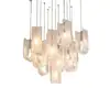 Candelabro de vidrio esmerilado, lámpara de entrada de pasillo de lujo francés, lámpara de mesita de noche italiana color crema para dormitorio, lámpara pequeña para al lado del sofá