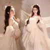 Tema Estúdio Fotográfico Novo Retrô Novo Estilo Chinês Vestido Amassado com uma Vibe Descolada para Sessão de Fotos da Barriga de Grávidas