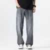 Pantalones vaqueros retro de Lyocell estilo americano, finos de verano para hombre, corte holgado, pierna recta, pierna ancha, informales largos