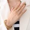 Cross-border Hot Sale Abertura irregular anel não ajustável estilo coreano 18K Real Gold chapeado titânio aço anel anel joias A267