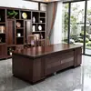 Escritorio Moderno de Madera Maciza de Nogal Negro Escritorio Ejecutivo Grande Combinación de Muebles para Oficina de Presidente Estilo Chino Nuevo Oficina de Presidente