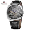 Nuevo Reloj Mecánico Semi-Automático de Acero para Hombre Forsining, Moda Casual Estilo Europeo y Americano, Hueco, Resistente al Agua