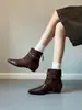 Versão em pele de ovelha, aumento interno de 5 cm de altura, botins retro de bico quadrado para mulheres, botas estilo Martin de deserto, botas de cano justo
