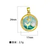 Pingente para Mulheres Estilo Pintura a Óleo Jardim de Monet Pingente Redondo de Flor para Mulheres Moda Elegante Simples Corrente para Clavícula Pingente Atacado
