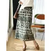 ¡Lino Lyocell! Falda Midi de Corte Recto con Abertura, Estampado Digital a Dos Caras, Línea A para Mujer, Verano H052920