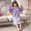 Camisola Feminina Estilo Primavera e Outono Algodão Puro Manga Longa Primavera, Outono e Inverno 2026 Novo Estilo Pijamas Mãe e Filha Infantil Roupas de Casa Femininas