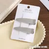 Presilha de Cabelo de Metal com Acabamento K Branco, Presilha Bico de Pato Prateada de Alta Qualidade, Estilo Minimalista, Acessório de Cabelo, Presilha para Franja Lateral