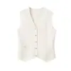 Elegante Colete Sem Mangas Slim Fit para Mulheres, Outono 2026 Novo Cardigã de Tricô Versátil Jaqueta Top