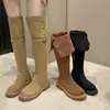 Botas largas plegables de doble uso para mujer, nuevas botas largas Maillard de suela gruesa para primavera y otoño 2026, botas de montar de tubo alto retro con forro de vellón