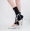 Calentadores de Pierna Nicho Estilo Coreano Y2K Grises con Lazo Calentadores de Pierna para Mujer Primavera y Otoño Media Pantorrilla Jk Calcetines hasta la Rodilla Tejido Cubre Calcetines