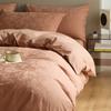 Juego de Cama de Cuatro Piezas de Algodón Puro Espesorado Cepillado Clase A de 60 Hilos, Juego de Sábana Plana y Sábana Ajustable con Jacquard Tridimensional Lavado de Lujo Ligero