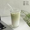 Copo de Café com Padrão Vertical Estilo Ins Doméstico Simples Copo com Canudo e Tampa Copo para Chá com Leite Latte de Aparência Sofisticada Copo de Água