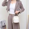 Bolso bombonera de piel genuina, bolso pequeño estilo Chanel con cadena de bolas doradas, cadena de cintura rómbica para mujer de alta gama, nuevo bolso bandolera de piel de vaca 9906