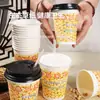 Vaso de papel desechable grueso con recubrimiento de grado alimenticio anti-quemaduras para leche de soya, para puestos de desayuno, avena, venta al por mayor comercial, vaso de papel personalizado