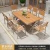 Juego de Mesa y Sillas para Exteriores, Juego de Mesa y Sillas de Plástico Madera Anti-Corrosión para Comedor de Ocio en Patio, Mesa y Sillas de Té al Aire Libre para Jardín de Villa y Balcón
