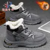 Zapatos para Hombre Patentados Nuevas Botas de Invierno de Terciopelo de Caña Alta Zapatos de Trabajo para Exteriores para Hombre Zapatos de Algodón Cálidos Engrosados Botines