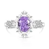 Anel Bud Flor de Gelo Colorido de Pedra Preciosa Mais Vendido em Live-Stream, Anel de Joia de Diamante de Alto Carbono Deslumbrante, Dropshipping Transfronteiriço