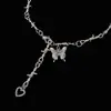Colar de borboleta ins japonês e coreano escuro doce legal feminino hip hop punk Harajuku retrô Corrente de clavícula de espinho moda