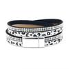Pulseira de couro com strass da moda europeia e coreana, pulseira de couro PU imitação de leopardo multicamadas para personalidade feminina