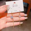Producto Nuevo, Pendientes Redondos de Zirconia con Pasador de Plata 925 de Doble Uso, Pendientes Versátiles Largos con Borlas de Diamantes Completos, Pendientes de Celebridad de Internet
