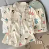 Direto da Fábrica Verão Novidades Manga Curta Algodão Nuvem Desenho Animado Pijama Roupa de Casa Pode Ser Usado Fora Fofo Gola Pequena Conjunto