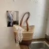 Bolso Tote Casual de Paja para Mujer 2026 Nuevo Gran Capacidad Ocio Playa Vacaciones Rayado Bolso de Playa Bolso de Hombro