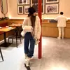 Em Estoque Vc Jeans Simples com Forro de Lã para o Dia a Dia Casual Versátil Calça de Corte Reto Azul