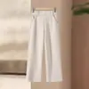 Pantalones rectos de primavera, otoño e invierno para mujeres de mediana edad y mayores, pantalones mom elásticos de cintura alta adelgazantes, pantalones casuales de color liso de moda para mujer
