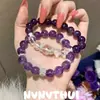 Pulsera de Amatista Natural Uruguaya Estilo Chino Nuevo Pulsera de Cuentas Pequeñas Morado Oscuro Pulsera de Cuentas de Tres Capas 108 Cuentas