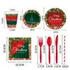 Tema Árvore de Natal Festa de Natal Prato de Papel Descartável Decoração Festiva de Festa Prato de Papel Copo de Papel Arranjo de Guardanapos