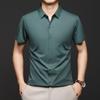 Camisa de hombre manga corta verano 2025 seda de hielo sin costuras antiarrugas joven y mediana edad casual color liso camisa de hombre al por mayor