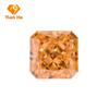 Perforación de alto carbono de circonita cúbica, corte de flor de hielo, chaflán cuadrado, circonita amarilla papaya, piedra desnuda al por mayor