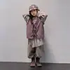 Conjunto de Tres Piezas para Niñas Estilo Coreano Malla Irregular Patchwork Manga Larga Otoño 2026 Ropa Infantil Chaleco de Encaje Pantalones Largos Casuales