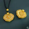 Nuevo Bolso Cerradura Ruyi Hueco Incrustado de Diamantes Estilo Chino Collar Cerradura Larga Vida Filamentoso Hueco Incrustado Completamente con Diamantes Collar Colgante para Mujer