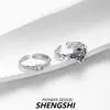 Textura Lava Sensação Diamante Incrustado Estilo Frio Retrô Não Cai Ins Avançado Luxo Leve Design de Nicho Anel Aberto para Mulheres