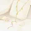 Corrente de Clavícula Longa com Franja em Y de Moda de Alta Qualidade com Design de Estrela Lisa, Colar de Pérolas Acessório de Nicho para Mulheres, Atacado de Fábrica